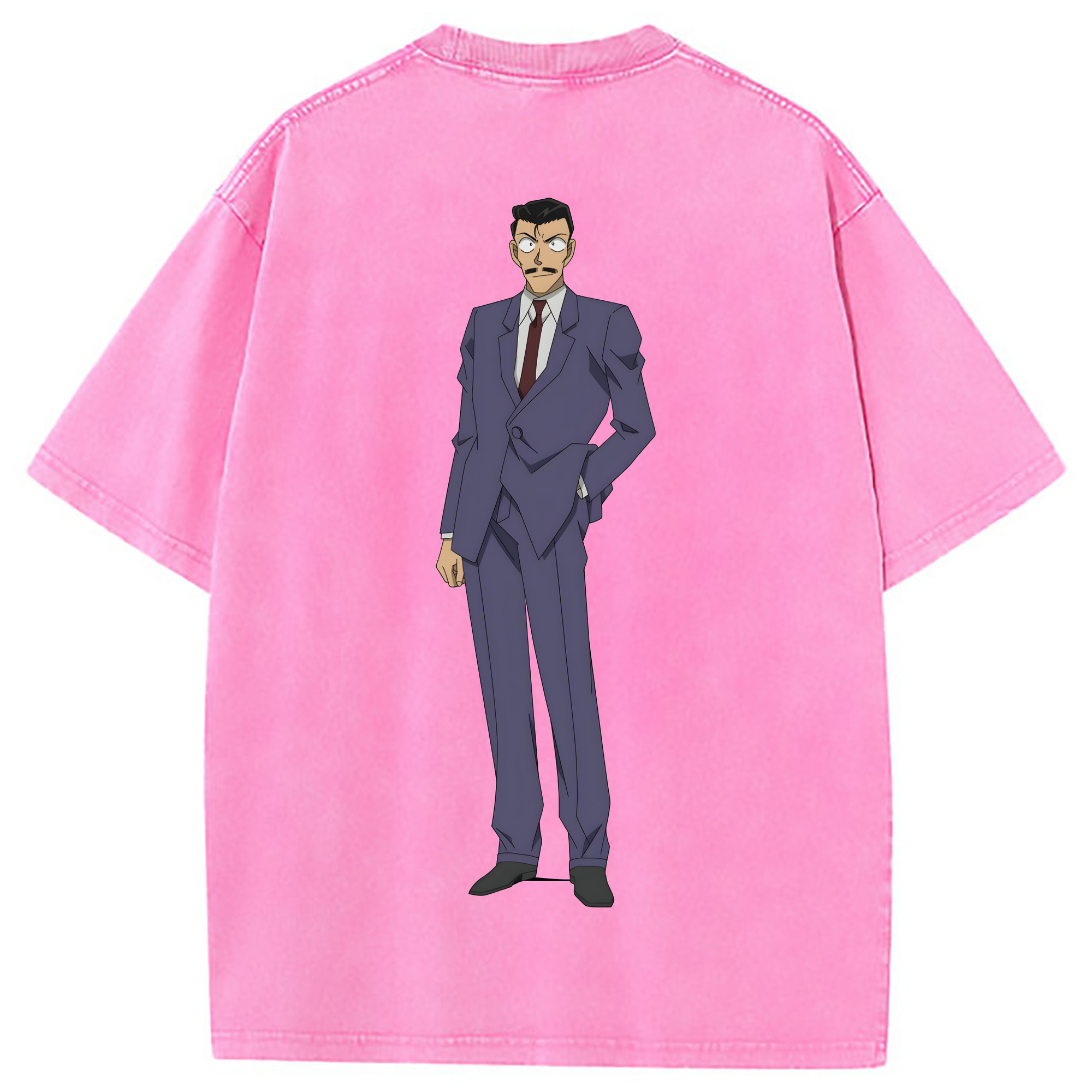 （画像用） 名探偵コナン 毛利 小五郎 もうり こごろう Detective Conan 綿100% ヴィンテージ風 半袖Tシャツ（背面プリント）